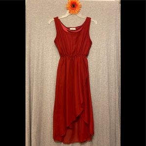 Red flowing High-Low dress